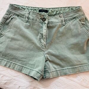 Green Bermuda Shorts with Cuffed Hem and Relaxed Fit